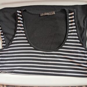 The Limited White and Gray Fitted Sleeveless Tank Top